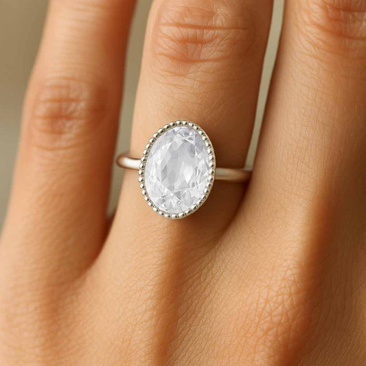 Luxury Heritage Sterling Silver Zircon Stone Ring for Women