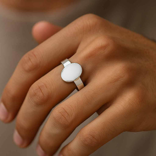 Vintage Sterling Silver Opal Ring for Men