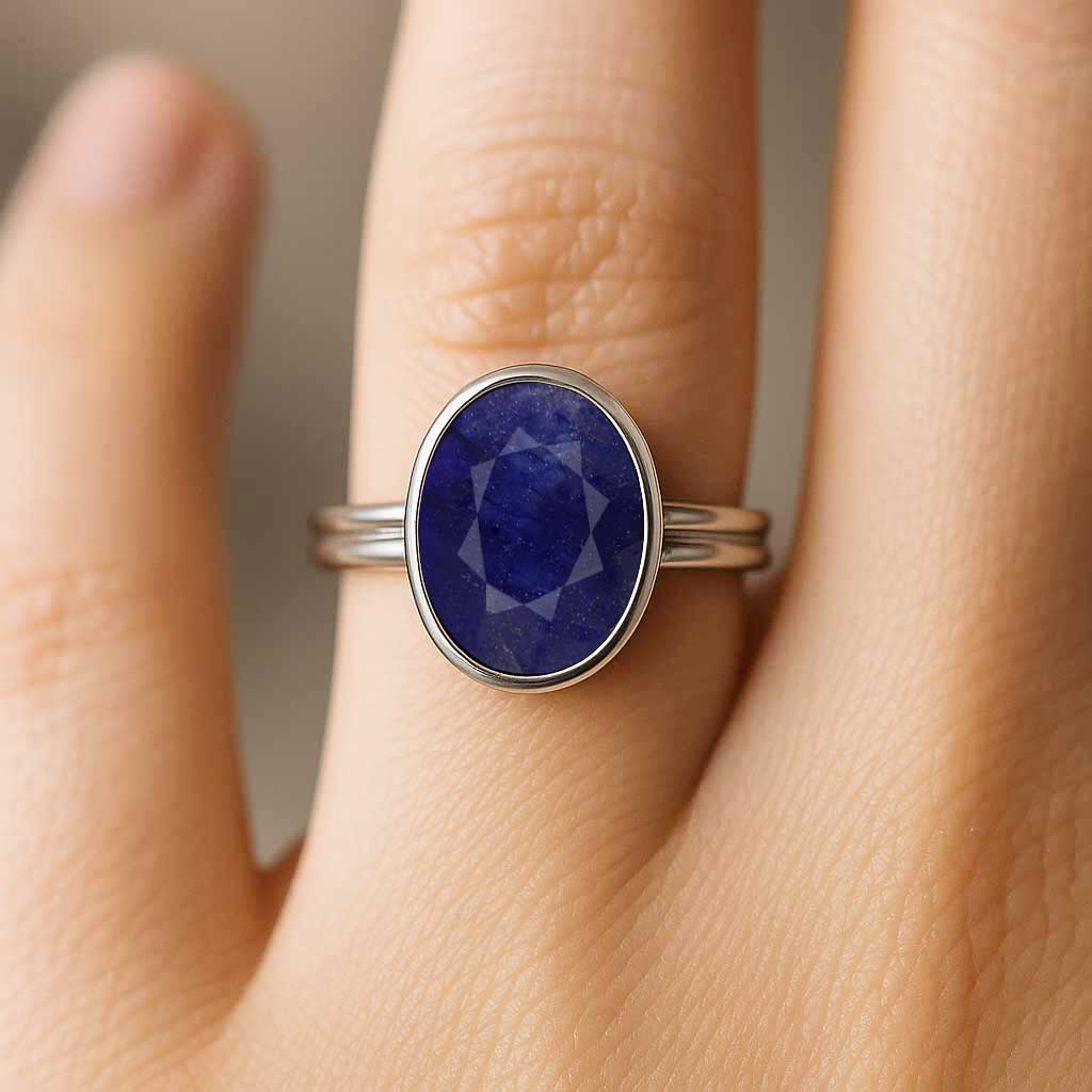 Classic Women’s Blue Sapphire Ring in Premium 925 Silver