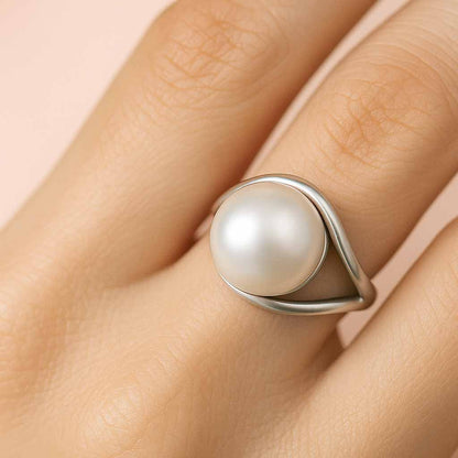 Pure Sterling Silver Pearl Stone Ring for Women