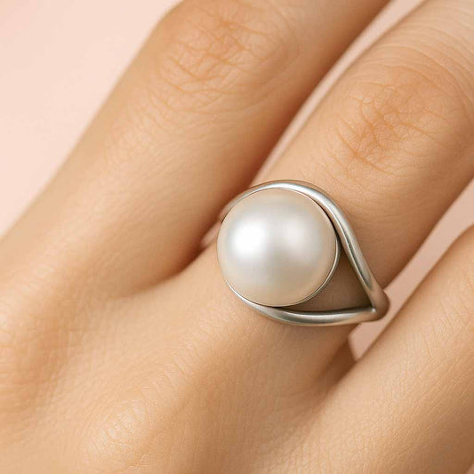 Pure Sterling Silver Pearl Stone Ring for Women