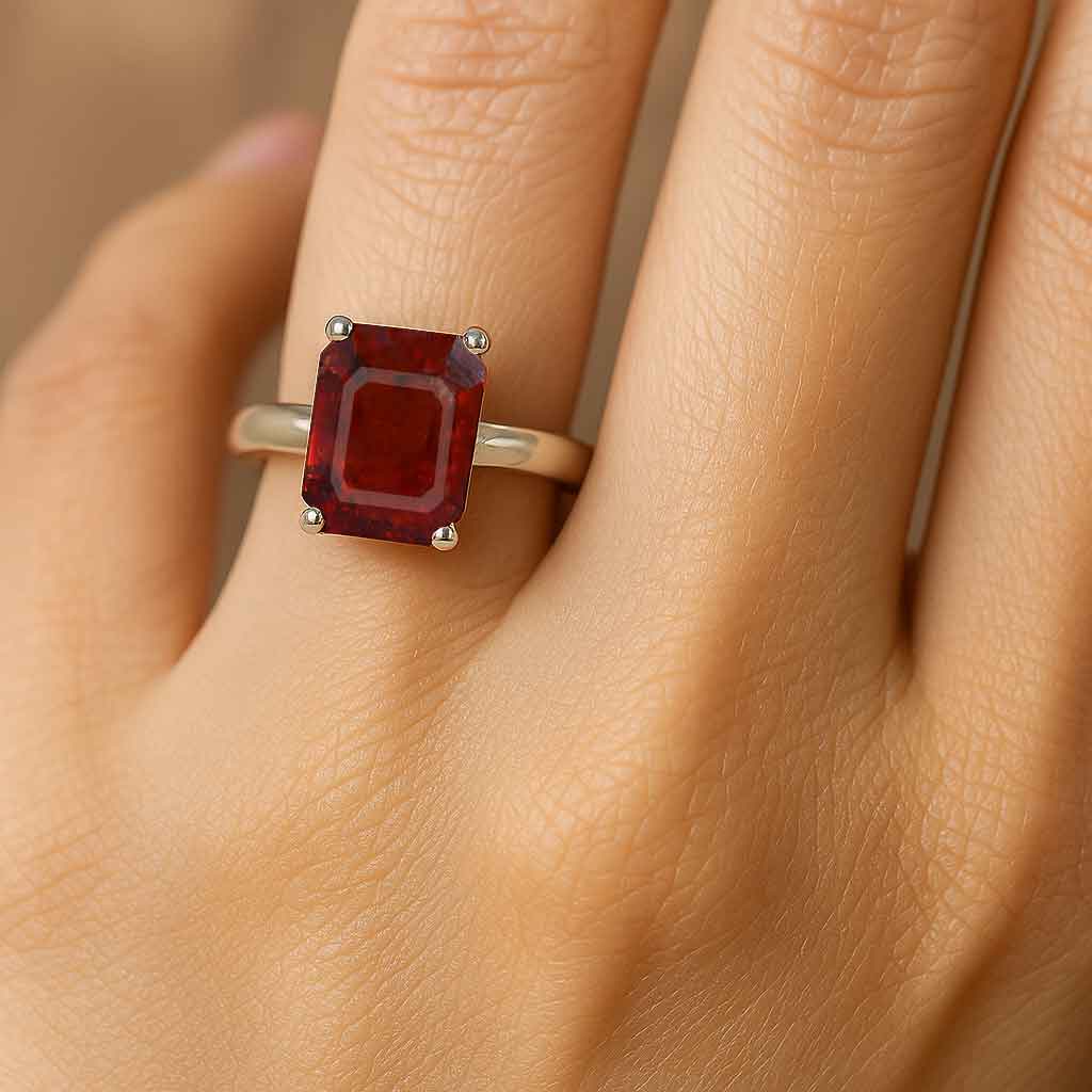 Premium Royal Sterling Silver Hessonite Garnet Ring for Women