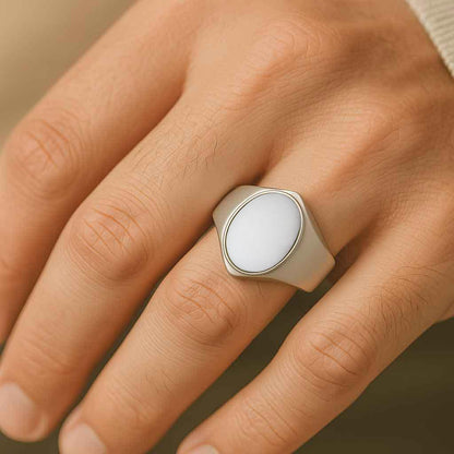 Vintage 925 Silver Opal Stone Ring for Men