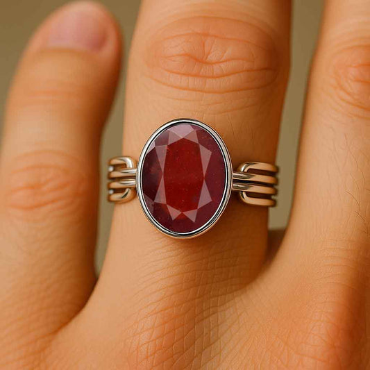 Premium Crafted Sterling Silver Hessonite Garnet Ring for Women
