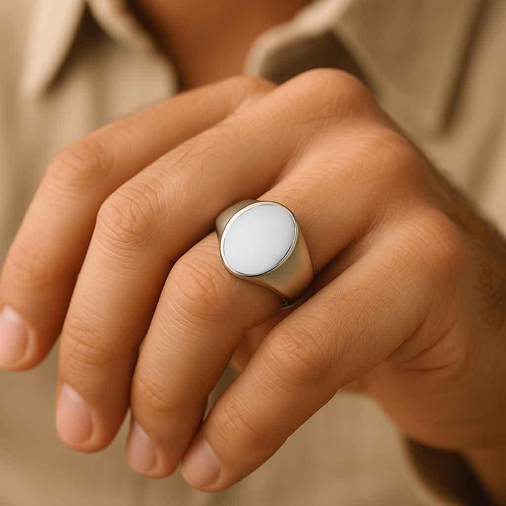 Handcrafted Men's Sterling Silver Original Opal Stone Ring For Male