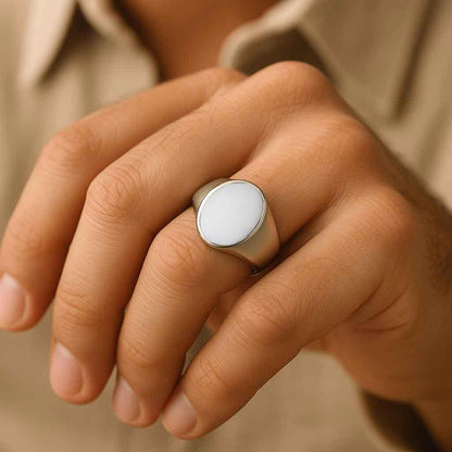 Handcrafted Men's Sterling Silver Original Opal Stone Ring For Male