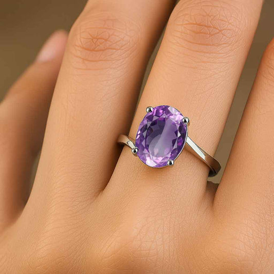 Elegant 925 Silver Amethyst Stone Ring for Her