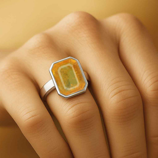 Premium Sterling Silver Yellow Sapphire Stone Ring for Men