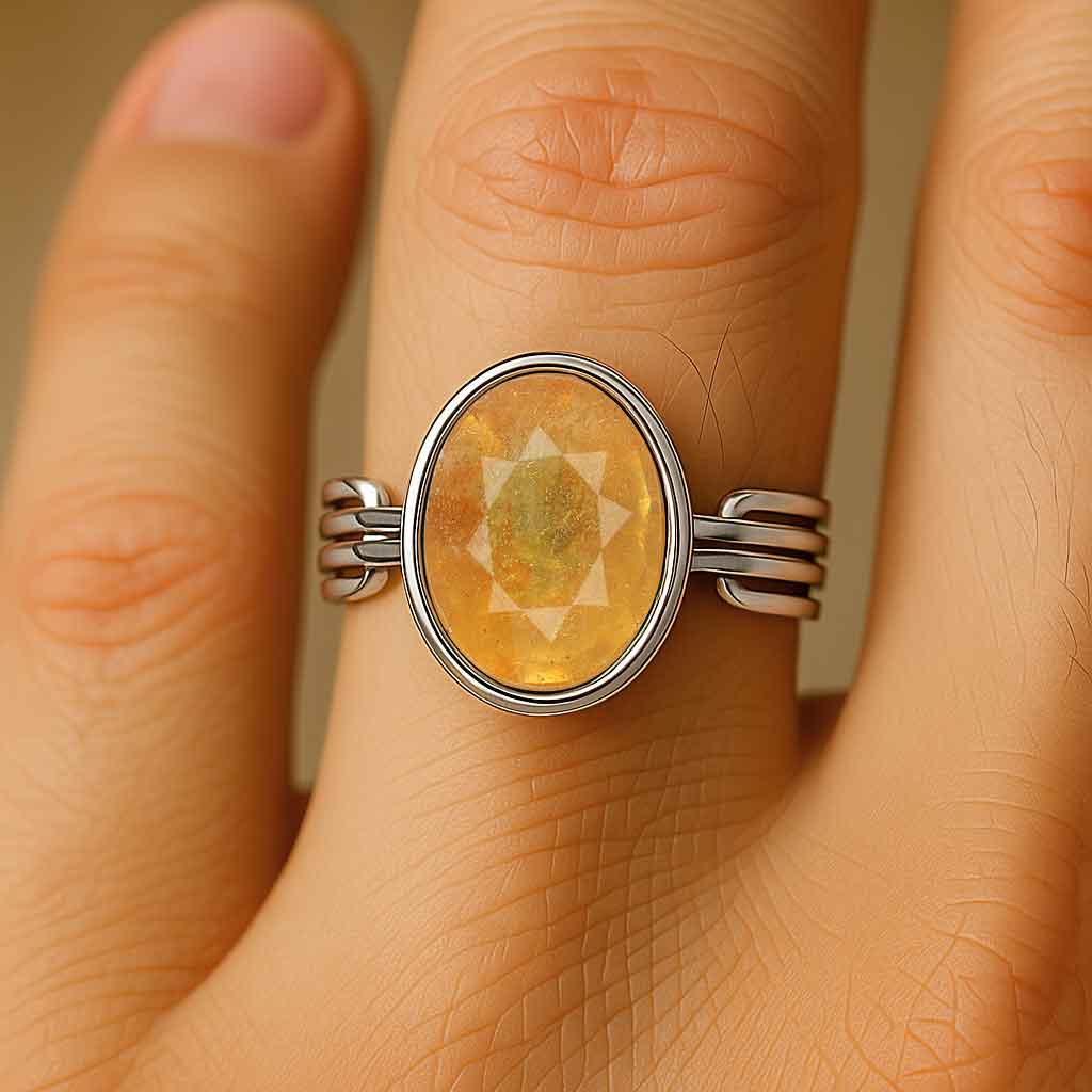 Designer 925 Sterling Silver Men's Yellow Sapphire Ring