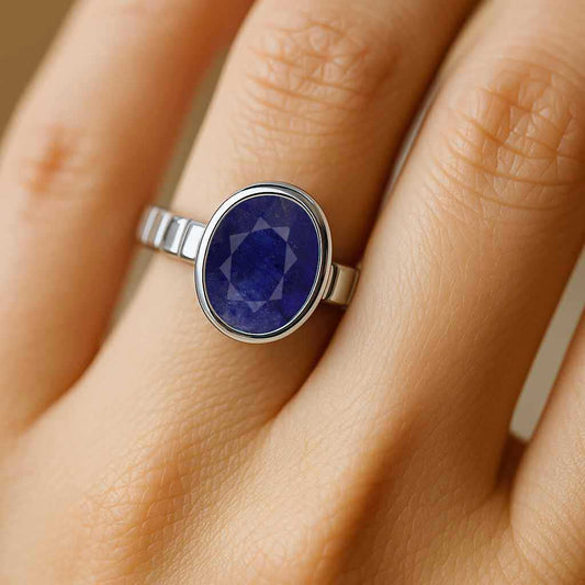 Luxury Blue Sapphire Gemstone Ring for Women 925 Sterling Silver