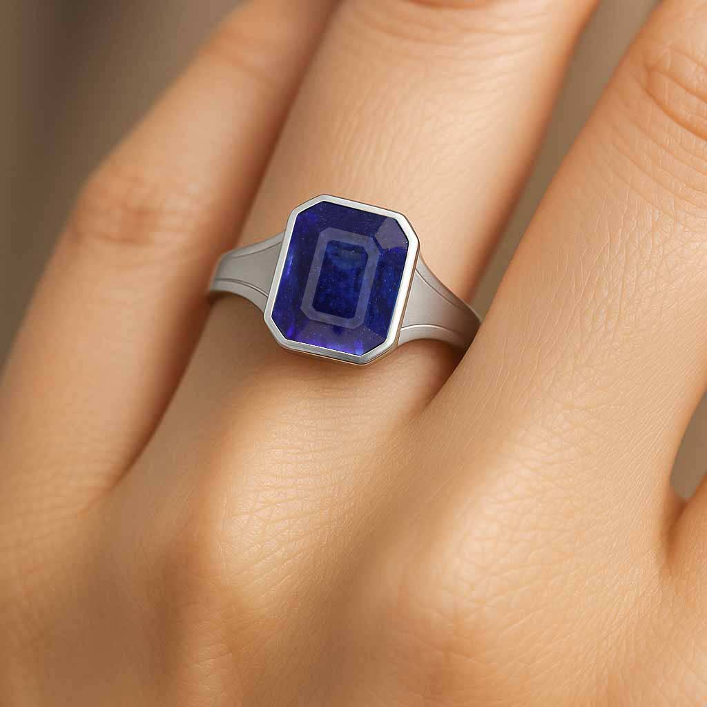 Luxury 925 Sterling Silver Blue Sapphire Ring for Ladies