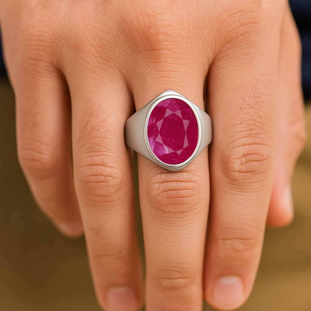 Elegant 925 Sterling Silver Ruby Ring for Men