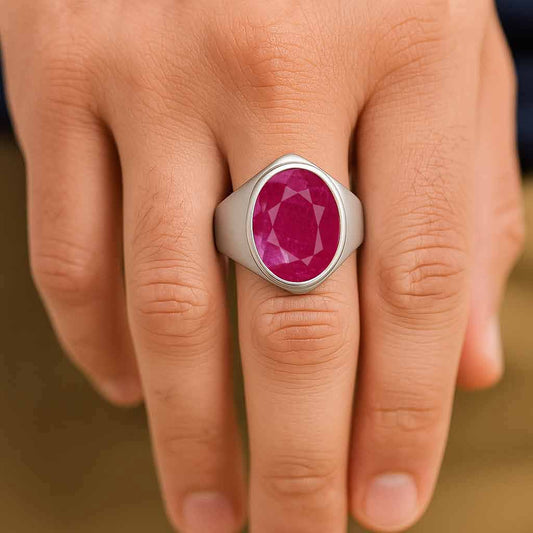 Elegant 925 Sterling Silver Ruby Ring for Men