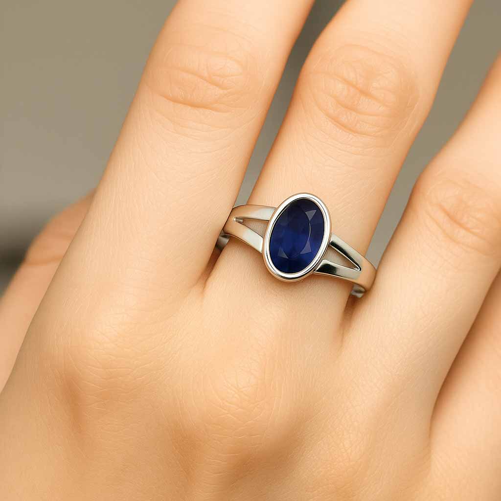 Exclusive Designer Blue Sapphire Silver Ring for Her