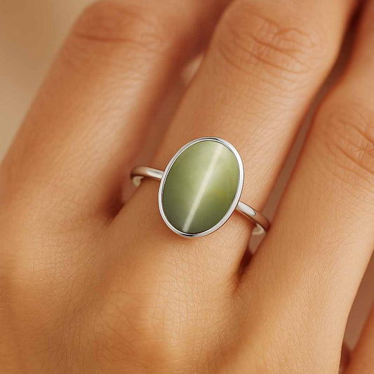 Timeless Sterling Silver Cat’s Eye Stone Ring for Women