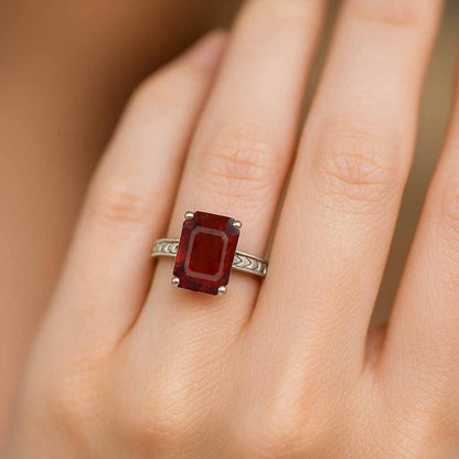 Timeless Sterling Silver Hessonite Gomed Stone Ring for Women