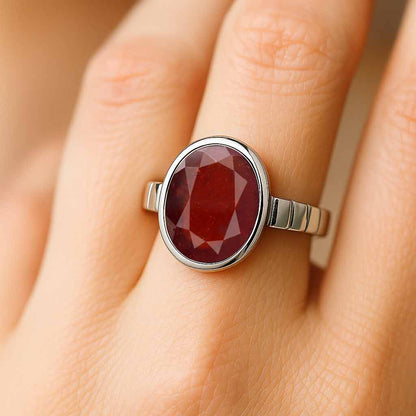 Pure Sterling Silver Hessonite Garnet Stone Ring for Women