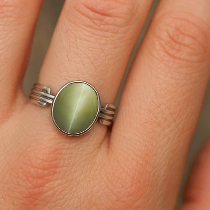 Handcrafted 925 Sterling Silver Cat’s Eye Ring for Men