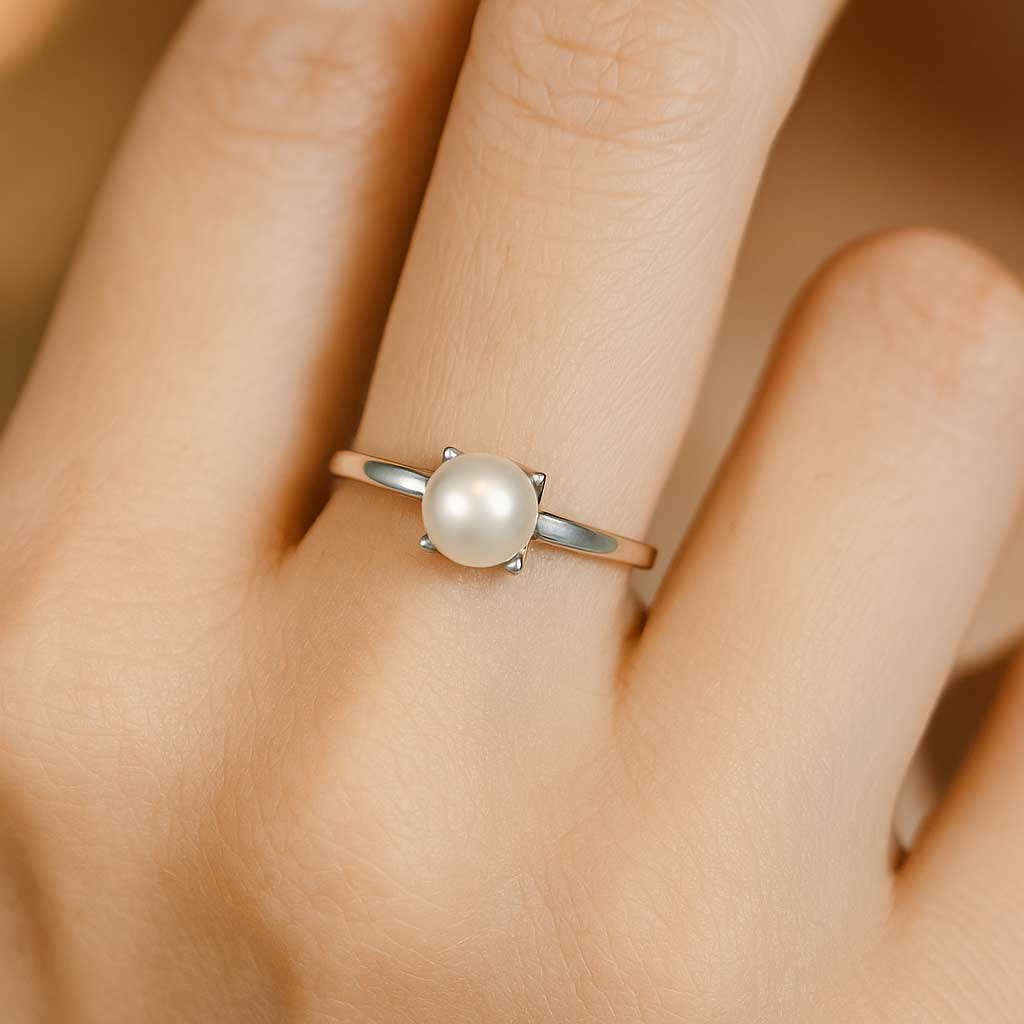 Elegant 925 Sterling Silver Pearl Stone Ring for Women