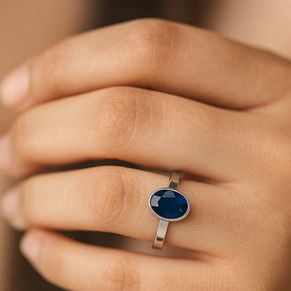 Authentic Royal Blue Sapphire Ring for Girls in 925 Silver