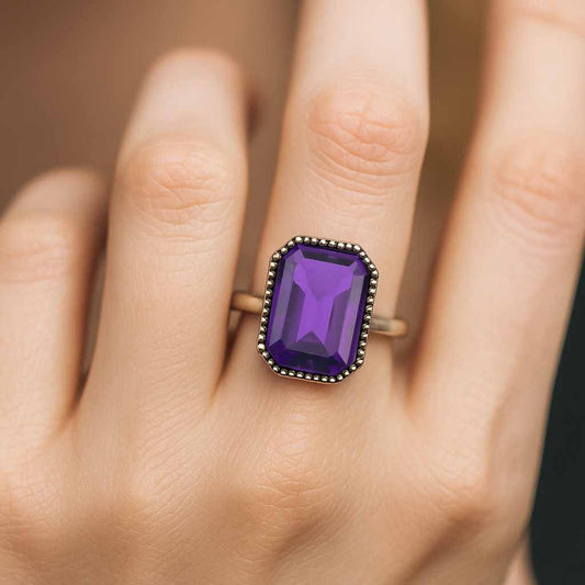 Grand Heritage 925 Sterling Silver Amethyst Ring For Ladies