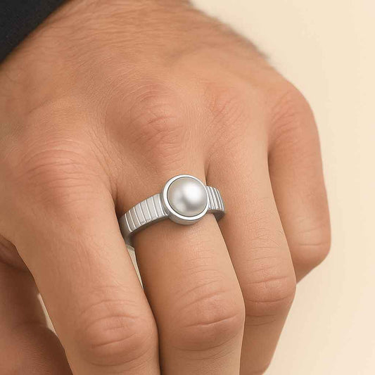 Exclusive Handmade Sterling Silver Pearl Men’s Ring