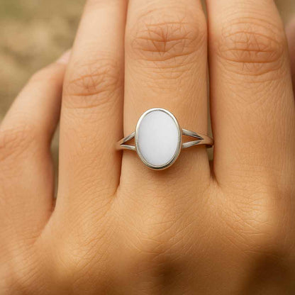 Traditional Pure Silver Opal Gemstone Ring For Ladies
