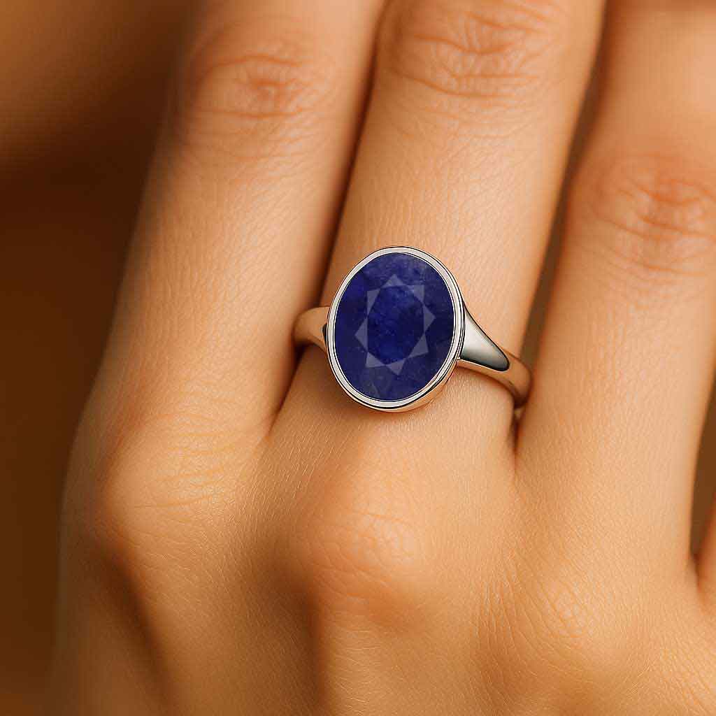 Heritage Sterling Silver Blue Sapphire Stone Ring for Her