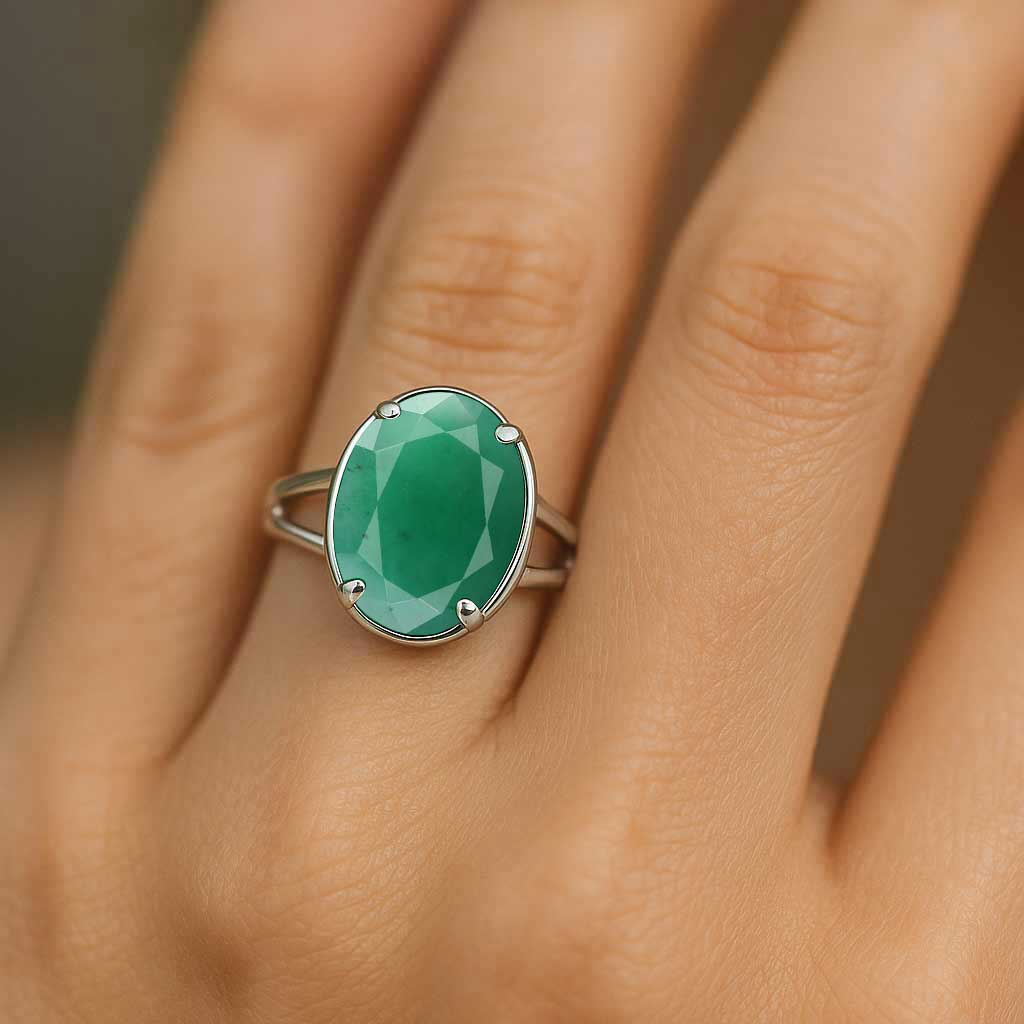Sterling Silver Emerald Gemstone Ring for Girl