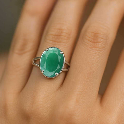 Sterling Silver Emerald Gemstone Ring for Girl
