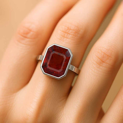 Classic Regal 925 Sterling Silver Hessonite Garnet Stone Ring for Women