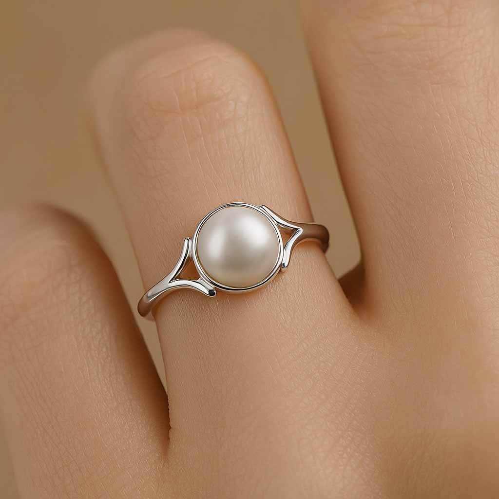 Elite Heritage 925 Silver Pearl Gemstone Ring for Her