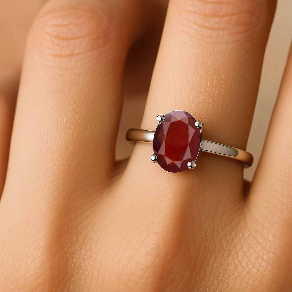 Modern 925 Sterling Silver Hessonite Garnet Ring for Women
