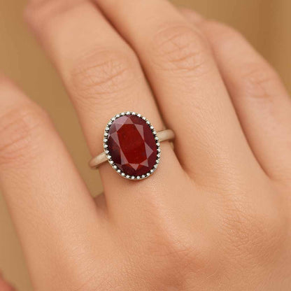 Pure 925 Sterling Silver Hessonite Garnet Ring for Women