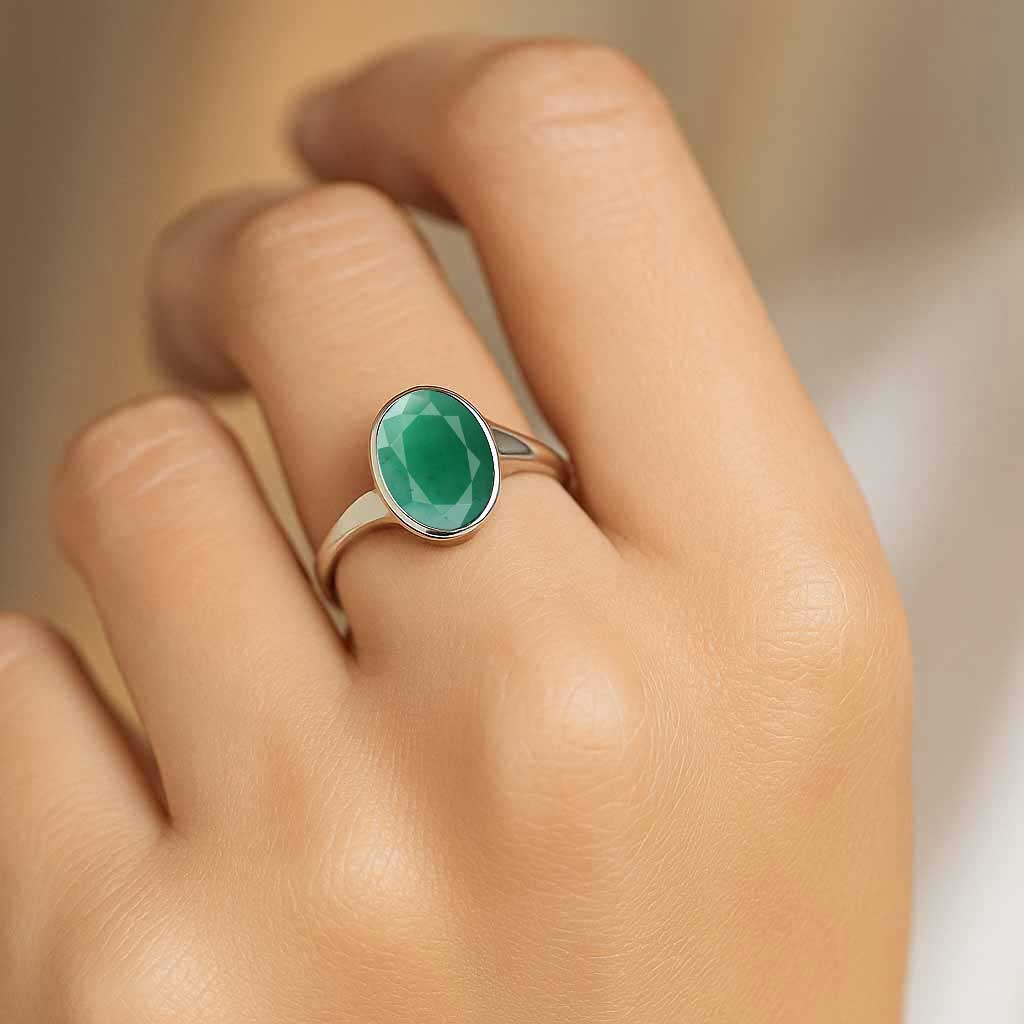 Classic 925 Sterling Silver Emerald Ring for Women