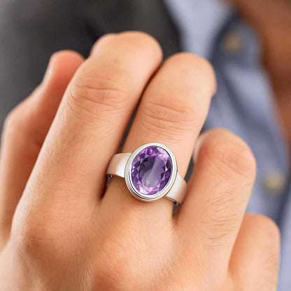 Luxury Handmade 925 Silver Amethyst Ring for Men
