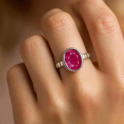 Luxury Royal Sterling Silver Ruby Ring for Female