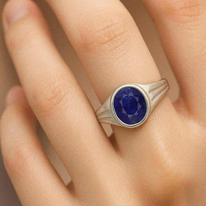 Pure Sterling Silver WoMen's Blue Sapphire Stone Ring