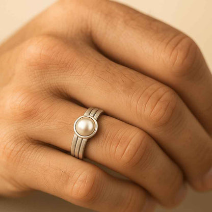 Premium 925 Sterling Silver Men’s Pearl Ring