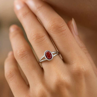 Royal Collection Sterling Silver Hessonite Gomed Women’s Ring