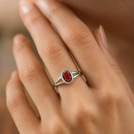 Royal Collection Sterling Silver Hessonite Gomed Women’s Ring