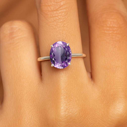 Royal Elite 925 Sterling Silver Amethyst Ring For Ladies