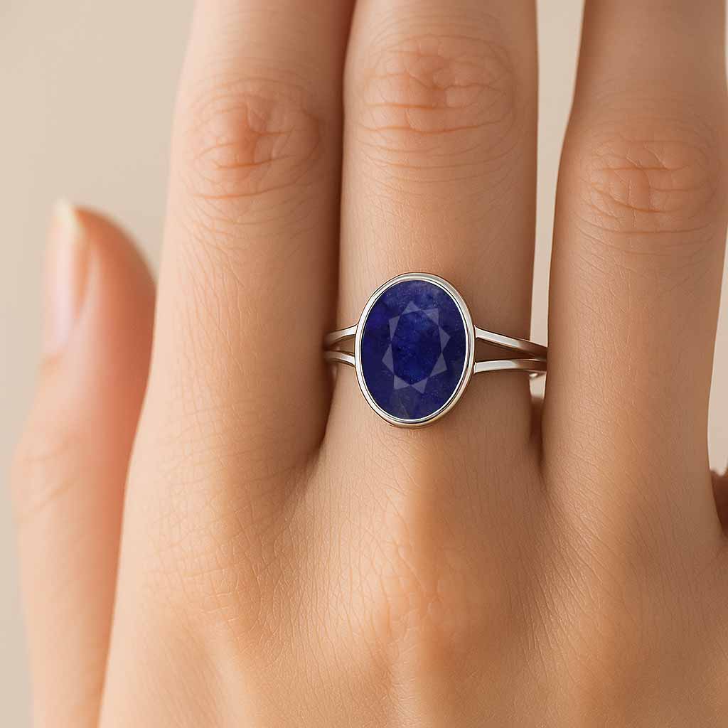 Premium 925 Sterling Silver Blue Sapphire Ring for Female
