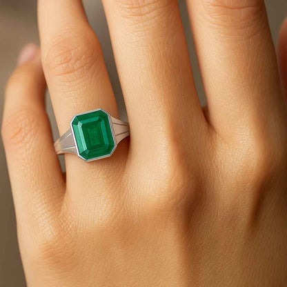 Grand Heritage Sterling Silver Emerald Ring For Ladies