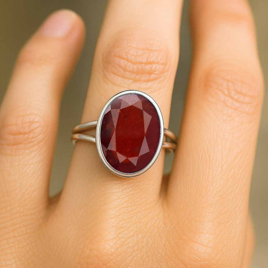 Elegant 925 Silver Hessonite Gomed Stone Ring for Her