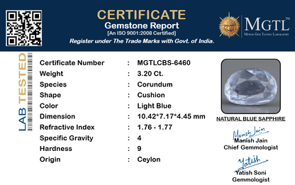 Blue Sapphire (Neelam) Gemstone - 3.20 Carats