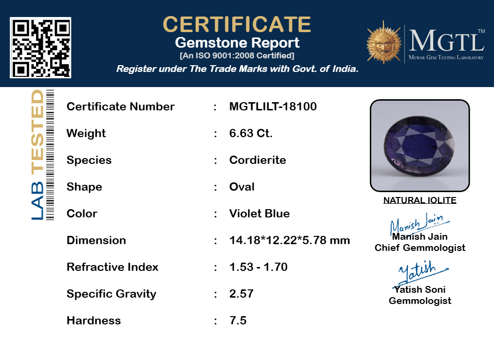 Iolite - 6.63 Carat