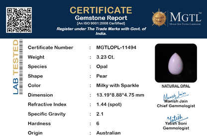 Opal - 3.23 Carats (Dudhiya Pathar - 3.52 Ratti)