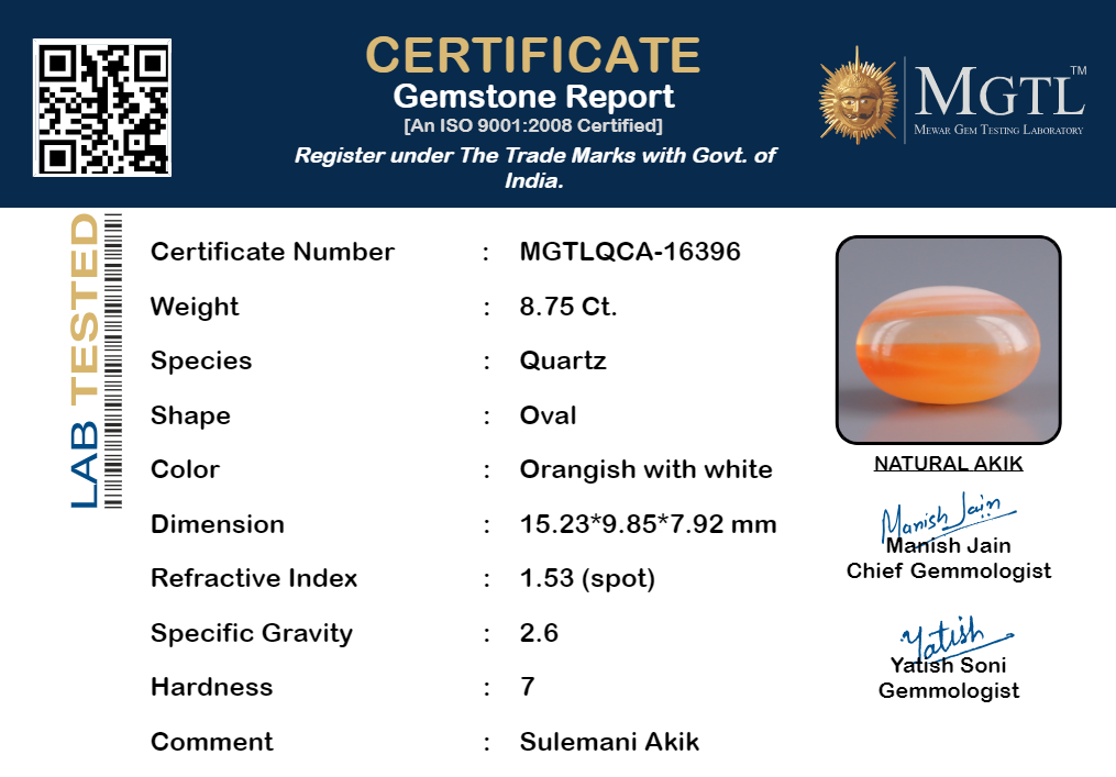 Sulemani Hakik - 8.75 Carats