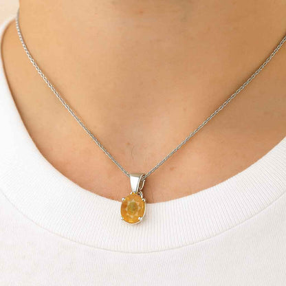 Classic 925 Sterling Silver Yellow Sapphire Pendant